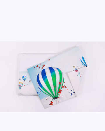Set Lenzuola in Cotone - Completo Letto con Fantasia Mongolfiere